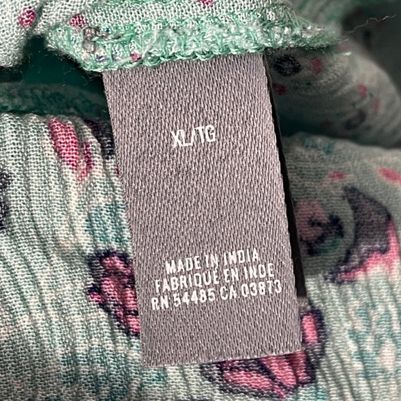 Aerie Tiered Teal Floral Bohemian Maxi Skirt Elastic Ruched Waistband Size XL - Picture 7 of 7